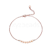 925 Sterling Silver Cable Chain Anklet with Natural Freshwater Pearls AJEW-F162-010RG-1