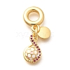 Brass Cubic Zirconia Football European Dangle Charms KK-U048-01G-02-1