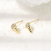 Conch Brass Micro Pave Clear Cubic Zirconia Stud Earrings EJEW-C186-05G-1