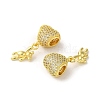 Rack Plating Brass Micro Pave Clear Cubic Zirconia European Dnagle Charms KK-C053-05G-2