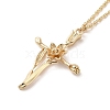 304 Stainless Steel Cross with Flower Pendant Necklaces for Women NJEW-A020-03C-G-1