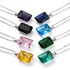 Rectangle Brass Pave Cubic Zirconia Pendant Necklaces for Women NJEW-G156-01P-1