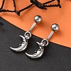 Crescent Moon Face 316 Surgical Stainless Steel Belly Button Rings/Earrings EJEW-G416-14AS-1