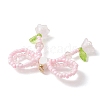 Glass Seed Beaded Bowknot & Flower Pendants PALLOY-MZ01220-01-4