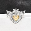 Gothic Style Brass Micro Pave Clear Cubic Zirconia Cuff Rings for Women RJEW-U051-02C-GP-1