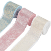 3 Roll 3 Colors Single Face Hot Stamping Polyester Frayed Ribbon OCOR-CP0001-12C-1