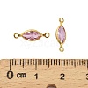 Brass Pave K9 Glass Connector Charms KK-Q059-01D-G-3