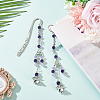 Natural Amethyst Round Beads & Alloy Angel Bookmarks AJEW-TA00053-4