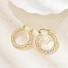 Brass Two Tone Hoop Earrings EJEW-B117-06C-M-1