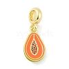 Brass Enamel Fruit European Dangle Charms KK-Z090-08G-09-1