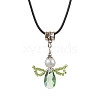 Angel Glass Sead Beaded Wing Pendant Necklaces NJEW-MZ00090-05-2