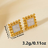 304 Stainless Steel Square Stud Earrings YJ7364-2-2