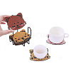 DIY 5D Diamond Painting Cat Shaped Cup Mat Kits PW-WG82808-01-4