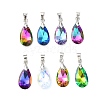 Electroplated Glass Pendants with Platinum Brass Pinch Bails PALLOY-JF03062-1