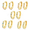 Evil Eye Real 18K Gold Plated Brass Hoop Earrings EJEW-L269-065G-1