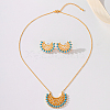 Synthetic Turquoise Stud Earrings & Pendant Necklaces Sets HX8665-5