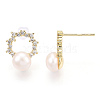 Natural Pearl Ring Stud Earrings PEAR-N020-06P-2