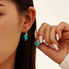 Natural Turquoise Beaded Hoop Earrings EJEW-L294-001G-3