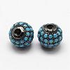 Round Brass Micro Pave Cubic Zirconia Beads ZIRC-L053-25-2