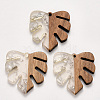 Transparent Resin & Walnut Wood Pendants X-RESI-S358-24-D02-1