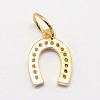 CZ Brass Micro Pave Cubic Zirconia Horse Shoe Charms X-ZIRC-L018-13G-2