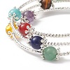 Natural & Synthetic Mixed Gemstone Round Beaded Triple Loop Wrap Bangle for Women BJEW-TA00224-3