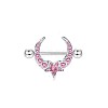 316L Surgical Stainless Steel Rose Rhinestone Nipple Rings WG189E0-05-1