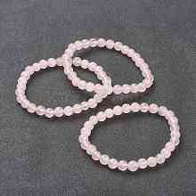 Natural Rose Quartz Beaded Stretch Bracelets BJEW-D446-B-11