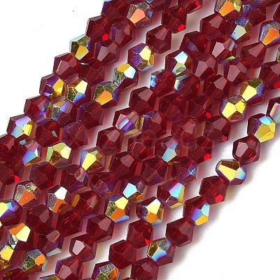 Electroplate Transparent Glass Beads Strands EGLA-K015-18D-1