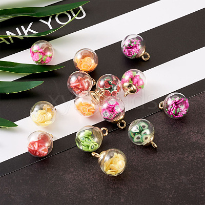 Transparent Glass Globe Pendants GLAA-TA0001-07-1
