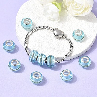 Rondelle Handmade Gold Sand Lampwork European Large Hole Beads LPDL-R007-07B-1