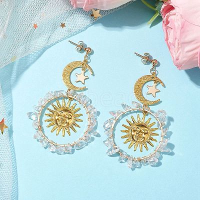 Vintage Natural Quartz Crystal Ear Studs EJEW-JE05807-03-1