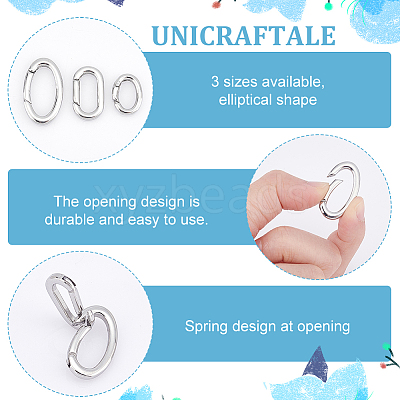 3Pcs 3 Styles 304 Stainless Steel Spring Gate Rings STAS-UN0040-93-1