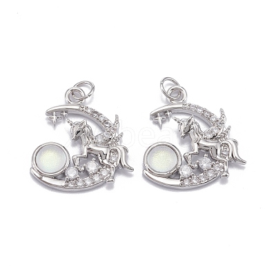 Brass Clear Cubic Zirconia Glass Pendants ZIRC-C024-07P-1