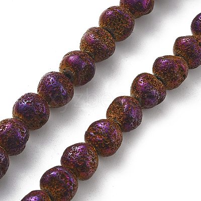 Electroplated Natural Lava Rock Beads Strands G-A251-D01-01B-1
