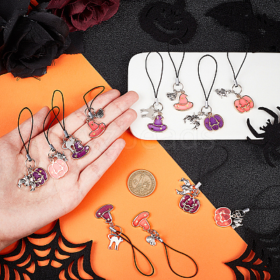 12Pcs 4 Style Alloy Enamel Charm Mobile Straps HJEW-AB00198-1