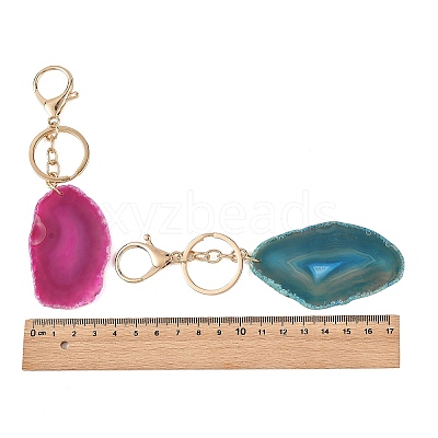 Natural Agate & 304 Stainless Steel Keychain KEYC-JKC01494-1
