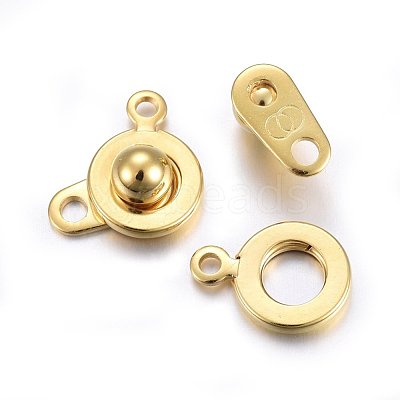 201 Stainless Steel Snap Clasps STAS-C042-02G-1