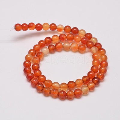 Round Natural Red Agate Bead Strands G-M257-6mm-26-1
