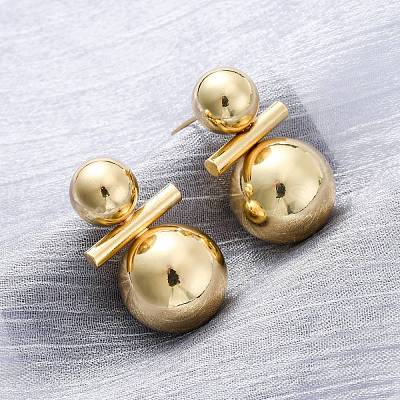 Brass Stud Earrings EJEW-R025-01G-1