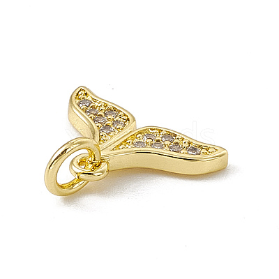Brass Micro Pave Clear Cubic Zirconia Fishtail Charms ZIRC-F132-77G-1