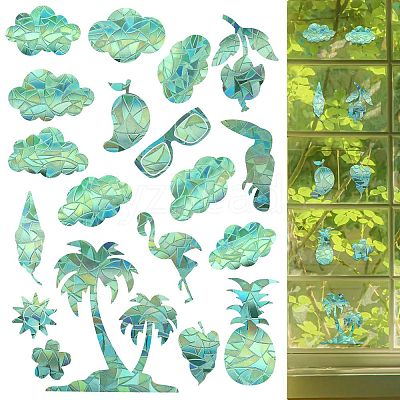 2PCS 2 Styles PVC Stickers Dazzling Color Window Stickers 3D Laser Clouds And Summer Style Shapes Electrostatic Glass Window Stickers JX836A-1