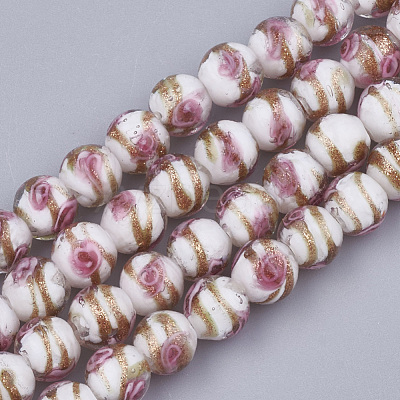 Handmade Gold Sand Lampwork Beads LAMP-T006-10J-1