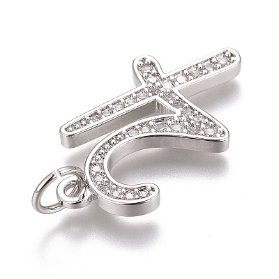 Brass Micro Pave Clear Cubic Zirconia Pendants ZIRC-O035-08P-1