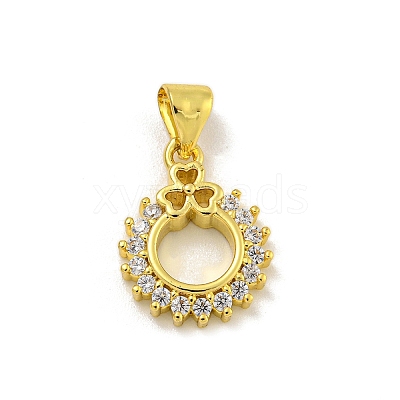 Rack Plating Brass Micro Pave Cubic Zirconia Pendants KK-C074-04G-02-1