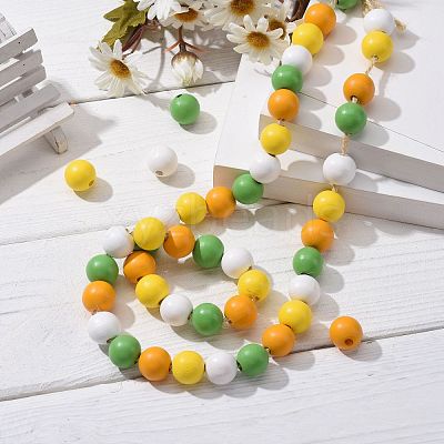 160Pcs 4 Colors Farmhouse Country and Rustic Style Painted Natural Wood Beads WOOD-LS0001-01J-1