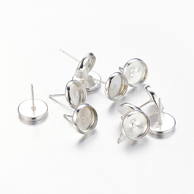 Silver Color Plated Brass Earring Settings X-IFIN-Q006-S-NF-1