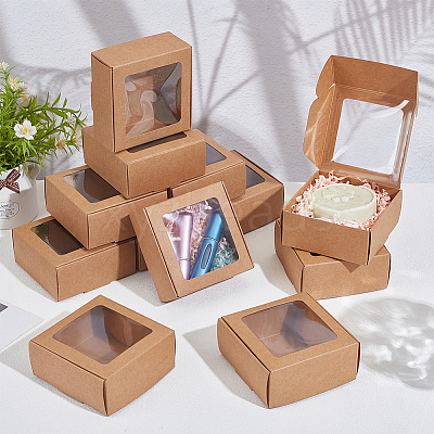 Foldable Creative Kraft Paper Mailer Boxes with Visible Window LS-CON-WH0113-08B-02-1