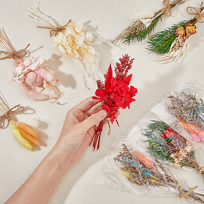 8Pcs 8 Style Mini Dried Flower Bouquet AJEW-HY0001-33-1