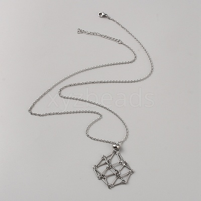 304 Stainless Steel Braided Adjusting Chain Macrame Pouch Empty Stone Holder for Pendant Necklaces Making NJEW-WH0025-01B-P-1